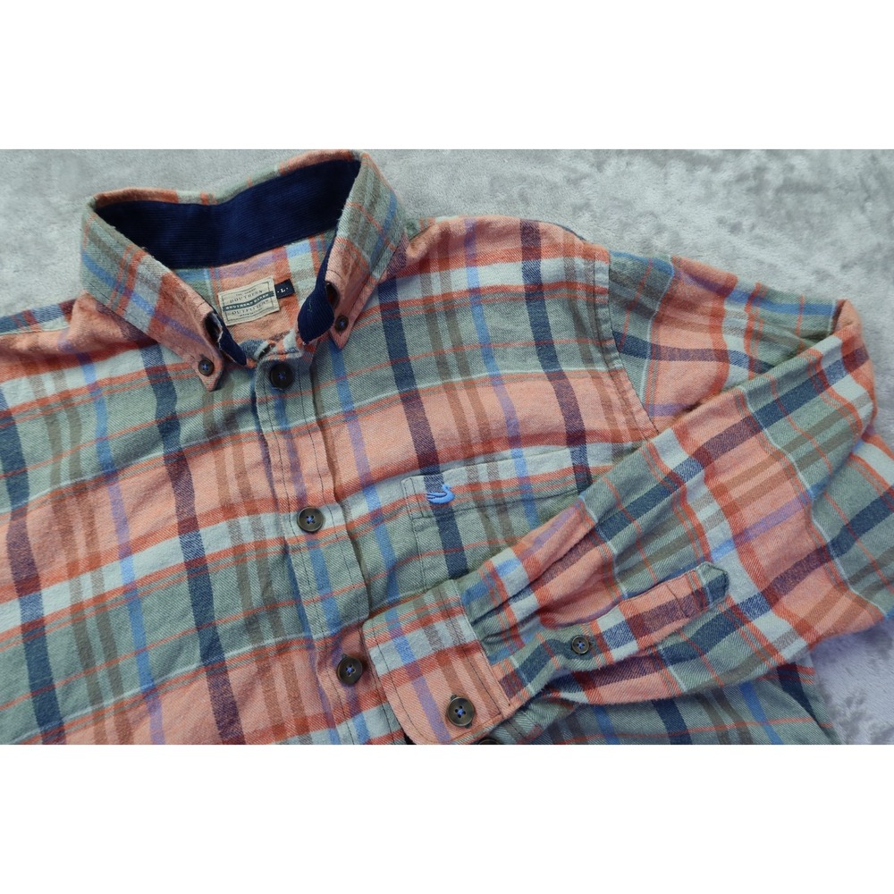 Southern Marsh Plaid Button Down Shirt - Orange, Blue, Green